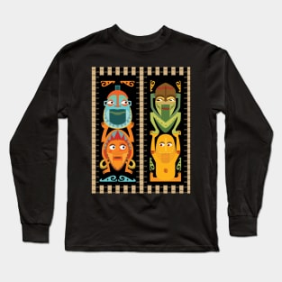 Tropical Hawaiian Polynesian Tiki Totems Long Sleeve T-Shirt